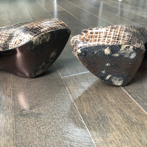 Gorgeous Snake Skin Sexy Open Toe Leather Pumps - Picture 8 of 8